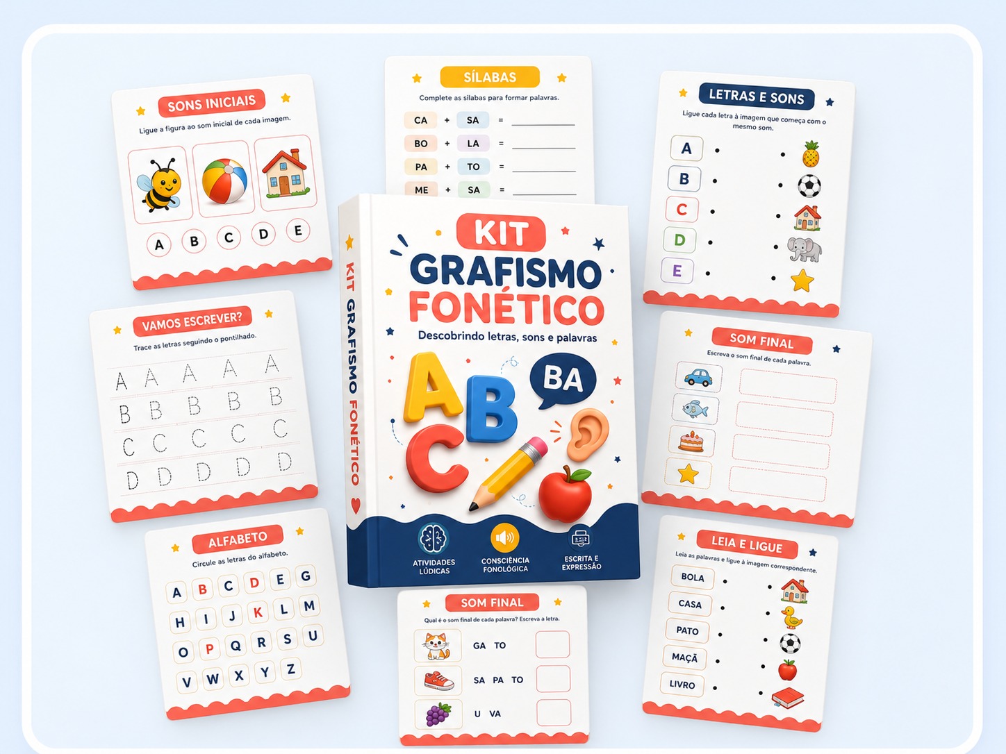 Livrinho Grafismo Fonético com folhas de atividades prontas para imprimir